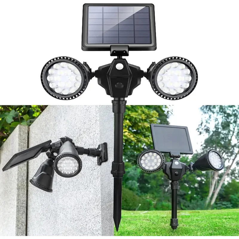 Solar Outdoor Spotlights, 7.2W Solar Panels Bright, 2 in 1 Adjustable Automatic Switch, Solar Garden Lighting, Landscape Lights