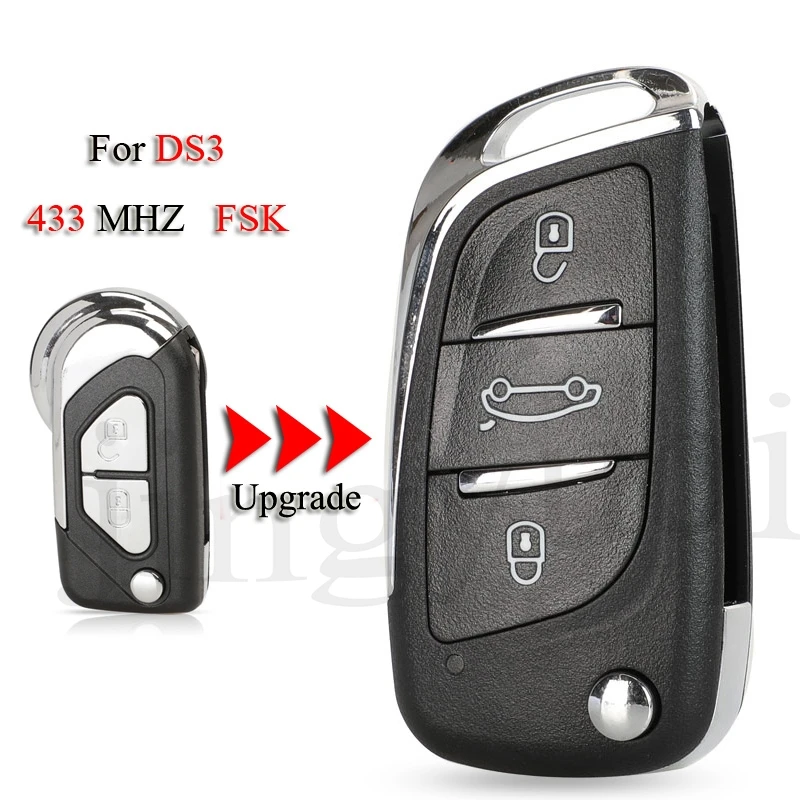 jingyuqin Upgrade Remote Smart Car Key For Citroen DS3 Ce0523 2Buttons 433Mhz FSK Modulation