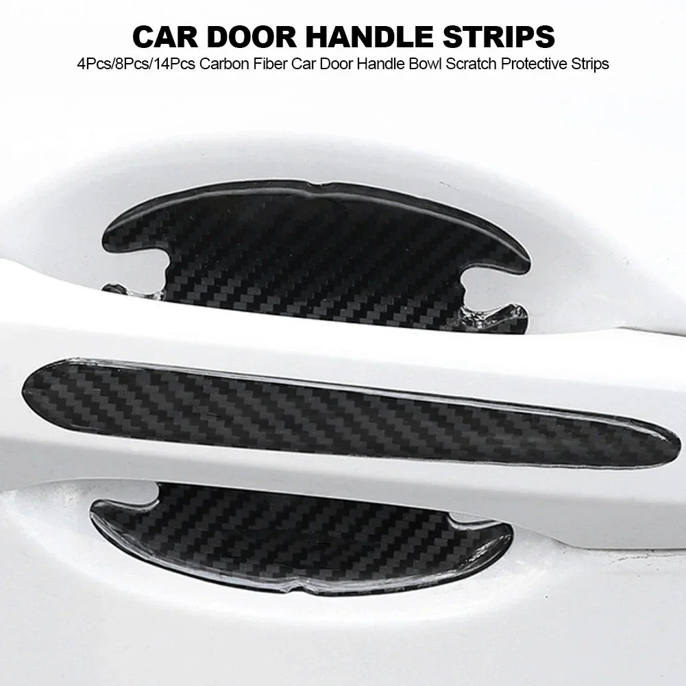 مقبض باب السيارة وعاء خدش حامي ألياف الكربون ملصقات مرآة الرؤية الخلفية حماية قطاع لملحقات السيارات السيارات