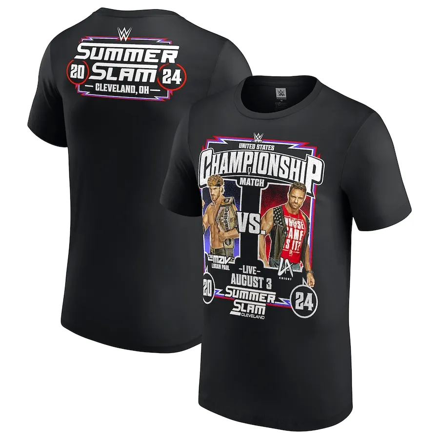 Men's Black SummerSlam 2024 LA Knight vs. Logan Paul Match T-Shirt