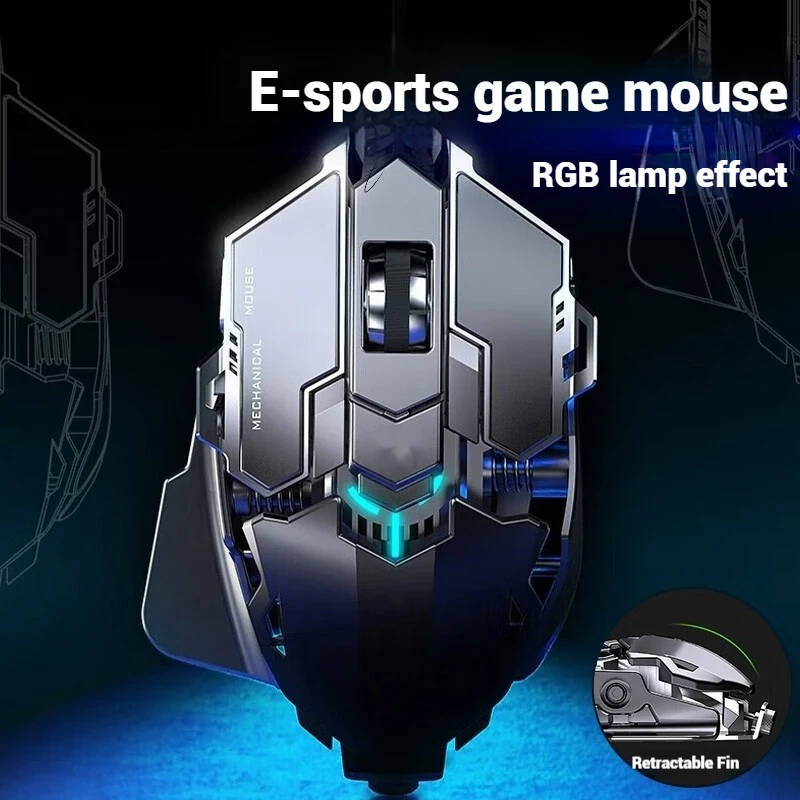 Mk500 Wired Macro Programming E-Sports Game Mouse Mechanical Metal Appearance Super Game Chip Cool Breathing Light 6 File Dpi