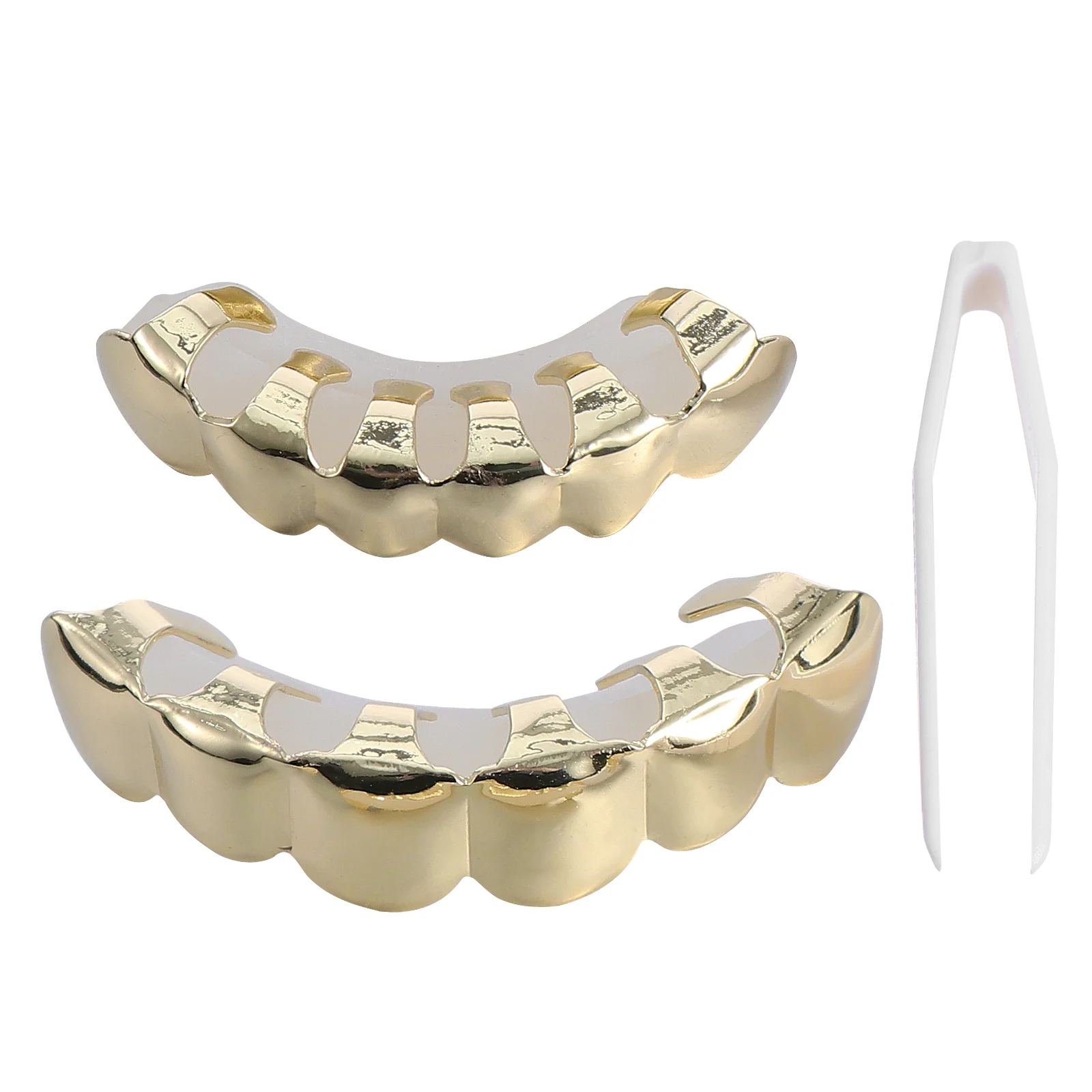 Gold Braces Teeth Bottom Grill Mouth Grills Safe Props Copper Fake Decor