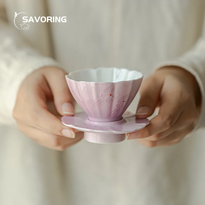 

Чашка с ручными цветами, розовая чайная чашка, ручная роспись, чашки, китайская чайная пара, подарок, Цзиндэчжэнь, чайная посуда, эстетические чашки, чайный инструмент для дома