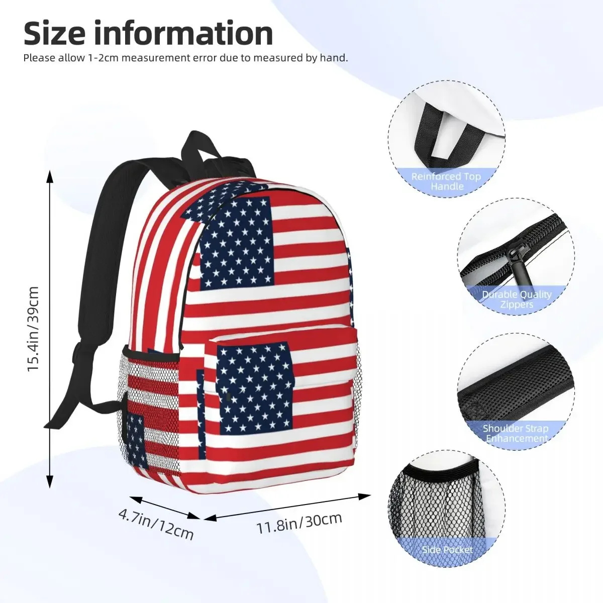 American Flag Sticker Backpacks Teenager Bookbag Fashion Children School Bags Travel Rucksack Shoulder Bag Large Capacity