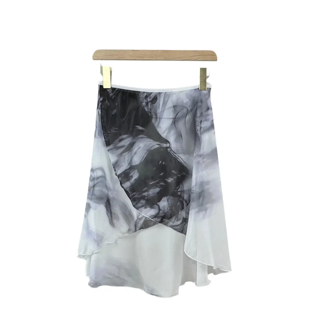 Saia de balé feminina com estampa de tinta, macacão adulto, menina praticando imagem de mini saia de balé