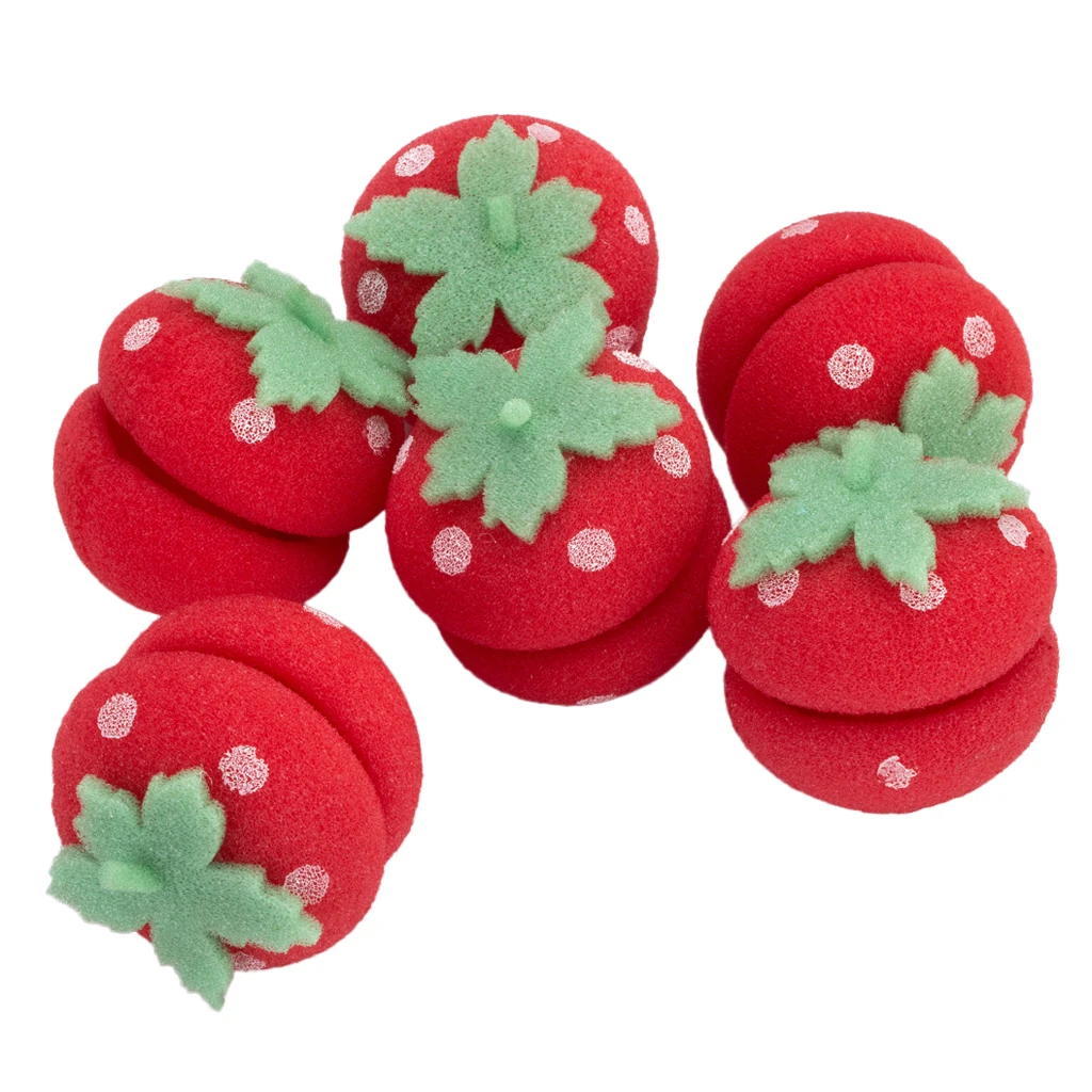 Pack 6pcs Straberry Balls Curler Bun Round DIY Soft Foam Sponge