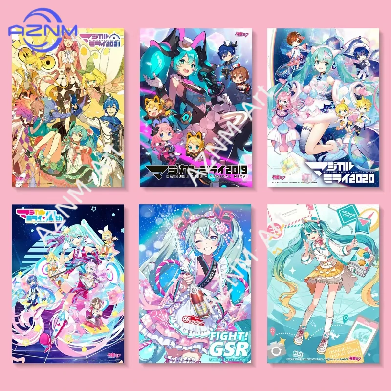 Póster de Hatsune Miku, Decoración de Habitación Anime Japonés, Adhesivo de Pared para Dormitorio, Habitación Infantil