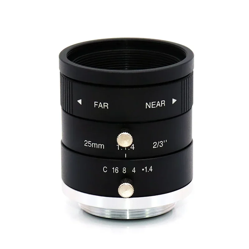 عدسة كاميرا صناعية عالية الوضوح بدقة 8 ميجابكسل، واجهة C، 16 25 35 مم 2/3 بوصة