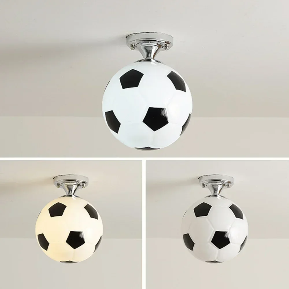 Imagem -02 - Bola de Futebol Luzes de Teto para Crianças Lustre Criativo Bar e Lâmpada do Clube Decoração do Quarto do Menino Luz do Futebol 220v E27