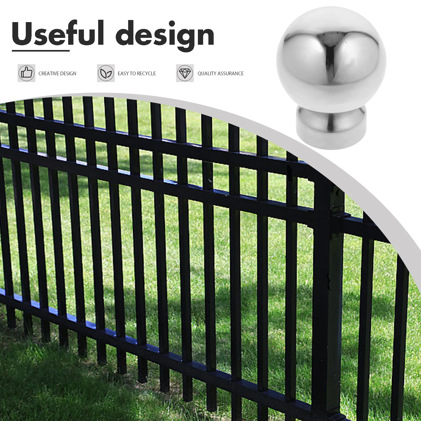 Decorative Stainless Steel Hollow Ball Post Cap for Outdoor Fence Railings Garden Stair Handrail Fence Ball Finials Lawn Decor