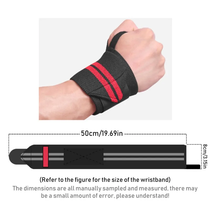 2Pieces Fitness Padded Wrist Thumb Brace Strap Power Weight Lifting Hand Wrap Support Gym Training Bar Wristband