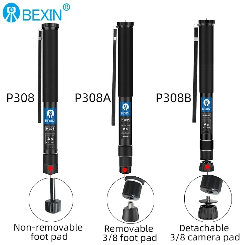 BEXIN P308 Series Portable Lightweight Monopod Retractable Selfie Mount Monopod Bracket for DSLR Micro Single Camera Photography