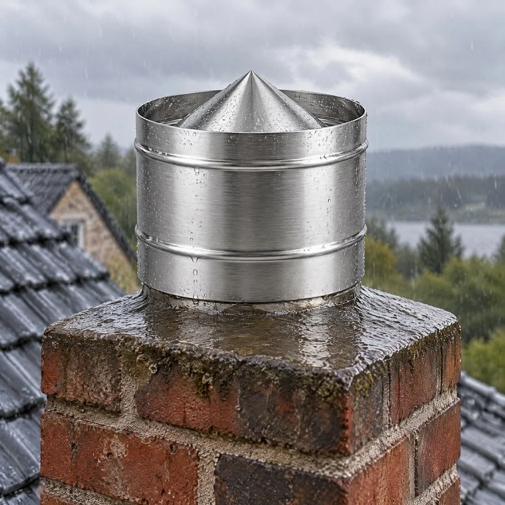 100mm Diameter Stainless for Steel Chimney Rain Cover Pipe Cap Weather Shield for Home Fireplace All Weather Durability