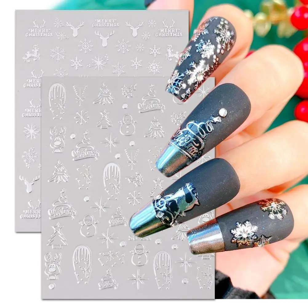 Christmas Theme Trendy Manicure Nail Art Sticker Nail Decoration Decal DIY Valentine's Day 3D Adhesive Stickers