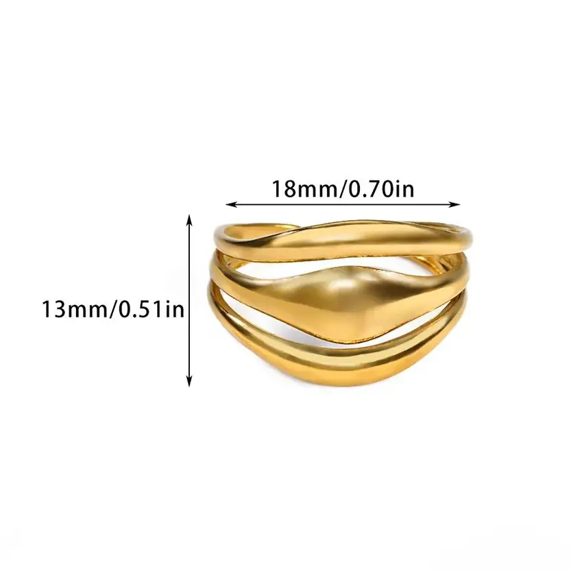 Fashion Geometric Toe Rings for Women Gold Color Stainless Steel Wavy Adjustable Ring Aesthetic Party Trendy Jewelry Gift view 5