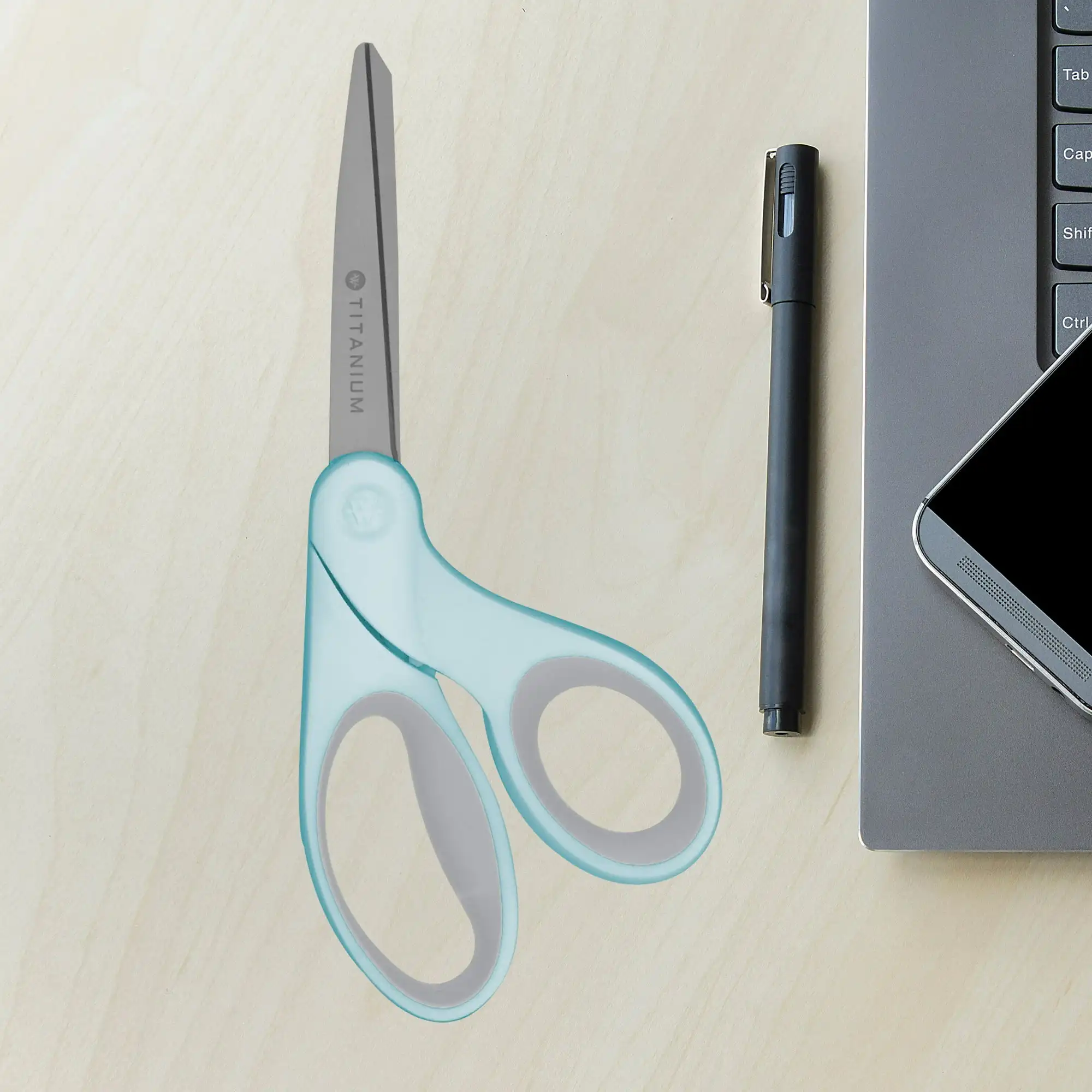 Titânio ligado costura tesoura, Bent Blue Scissors, 1-Count, 8"