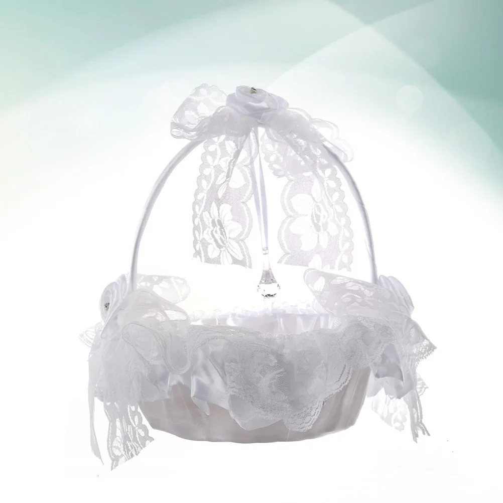 

22X23Cm White Flower For Wedding Bride Ceremony Party Rose Petals Holder Bridal Bouquet Decoration Matrimony Event Small Storage