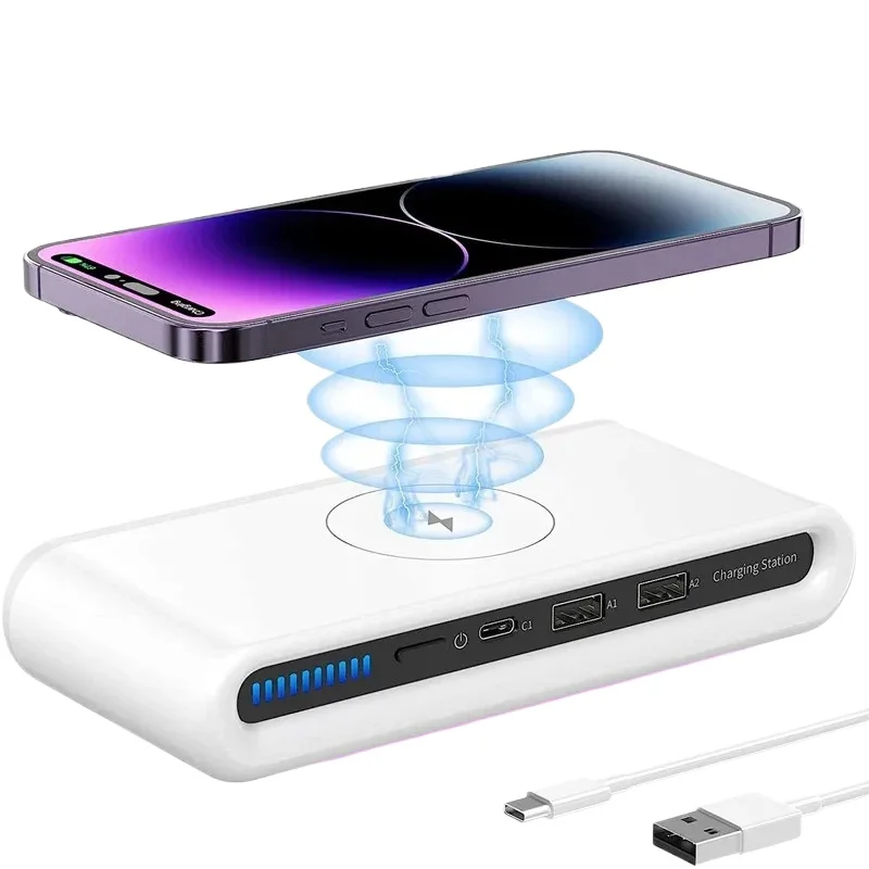 30W 4 In 1 Wireless Charger Pad Stand Light Type C PD USB Charger for iPhone Samsung Xiaomi Phone Chargers Fast Charging Station