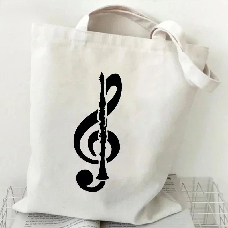 Women Handbags Music Note Heartbeat Canvas Bag Funny Handbag for Teen Fashion Esthetics Tote Bag Side Bags for Ladies Decorate