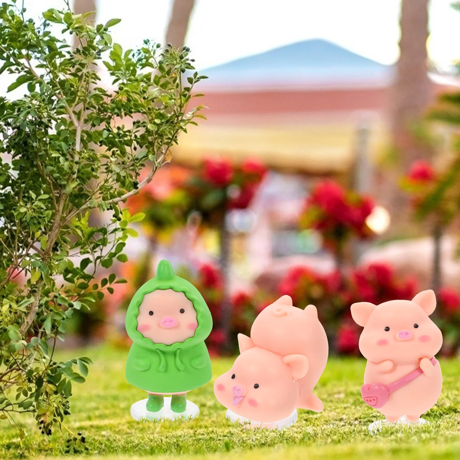 

7 Pcs Piggy Ornament Car Decoration Small Figurines Lovely Animal Cake Cute Resin Party