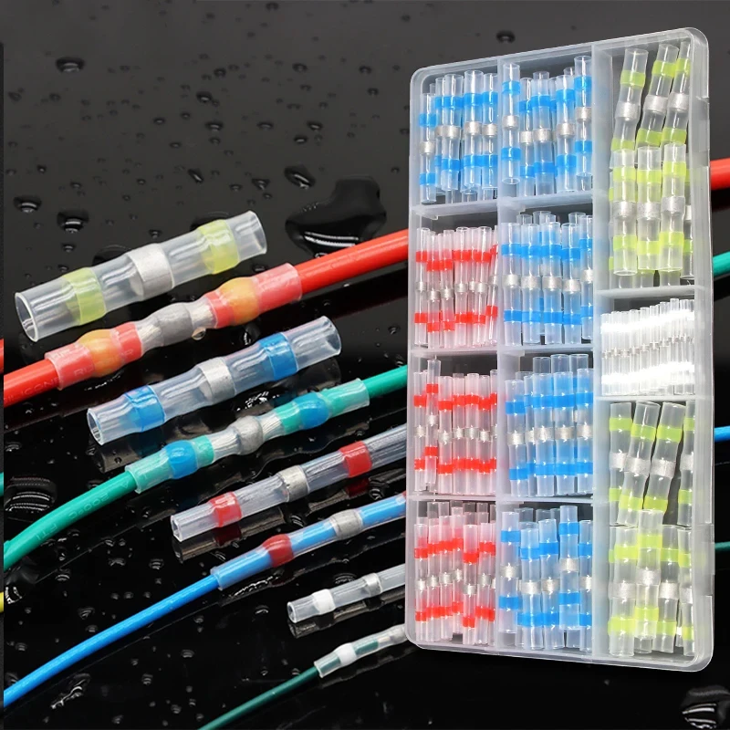 10 ~ 350pcs Solder Seal Wire Connectors Kit Heat Shrink Butt Crimp Terminals Waterproof Electrical Cable Splice Connector