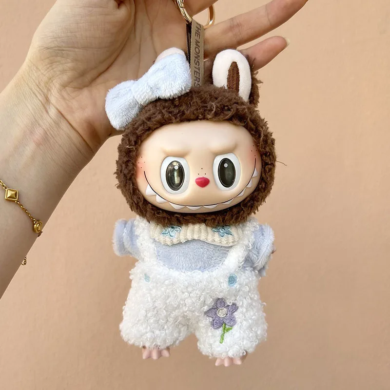 Mini Plush Doll Clothes for Kids, 17cm, Cute Outfit Acessórios para Coreia Kpop Exo Labubu Idol Dolls, Tops e Calças, DIY Clothing, Gift