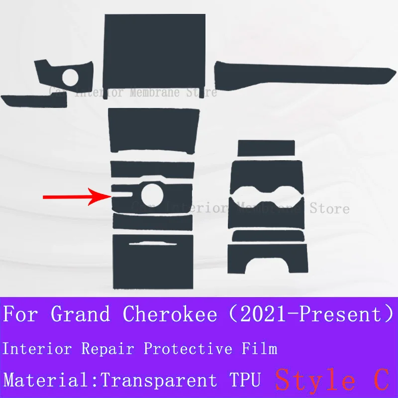 For Grand Cherokee 2021 2022 2023 Gearbox Panel Navigation Automotive Interior Screen Protective Film TPU Anti-Scratch Sticker