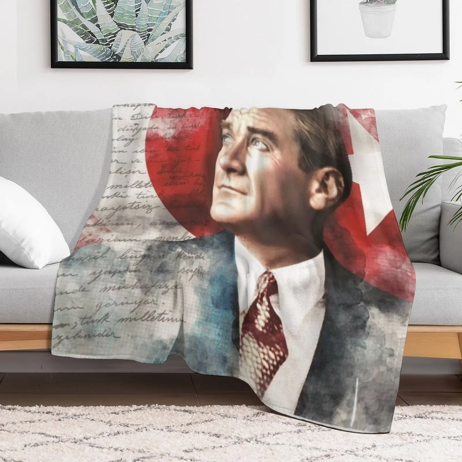 Ataturk Turkish Flag Throw Blanket