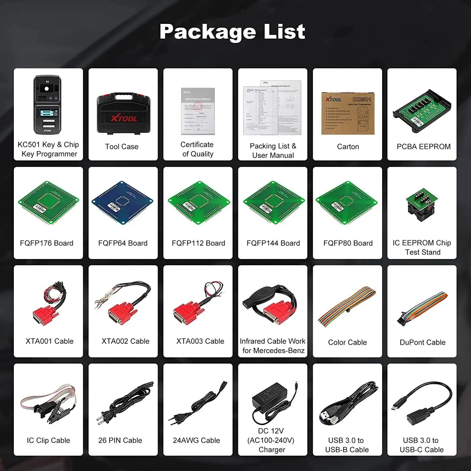 XTOOL KC501 Car Key & Chip Programmer Works With X100 PAD3 for Benz Infrared Key All Key Lost ECU Reader OBD2 Chip Tool