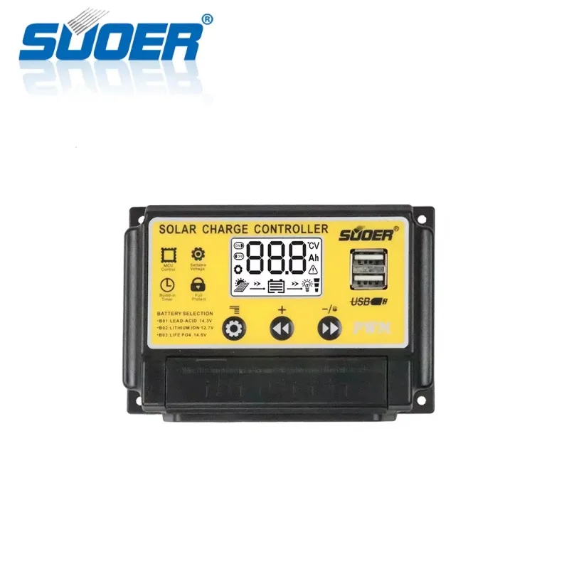 

Suoer 12V/24V 10A Intelligent PWM Solar Charge Controller From China Manufacturer