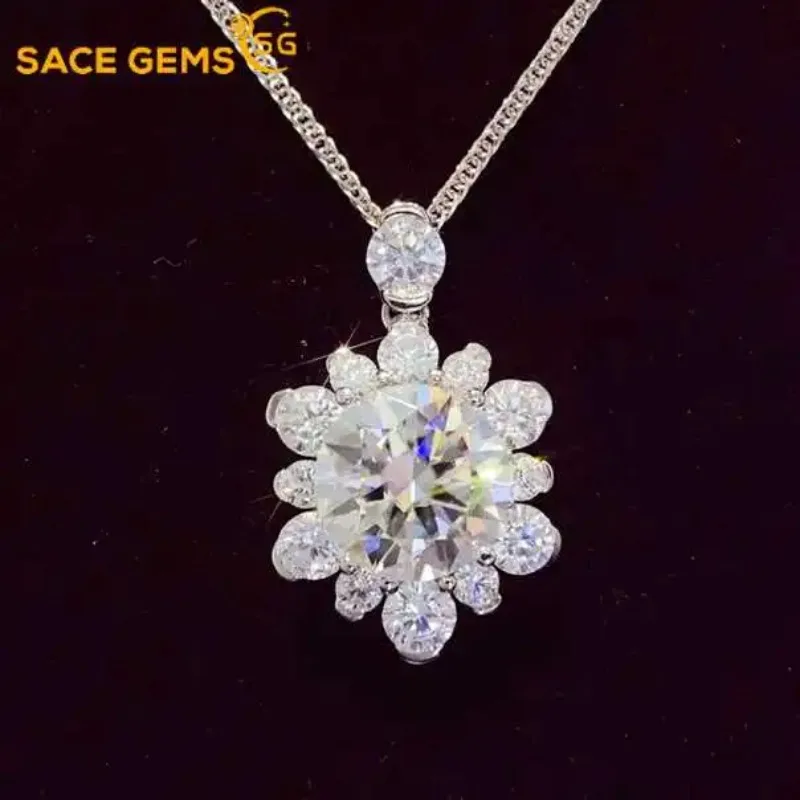 

SACE GEMS GRA Certified D VVS1 5ct Moissanite Pendant Necklaces for Women Eid Luxury Jewelry 925 Sliver Plated White Gold