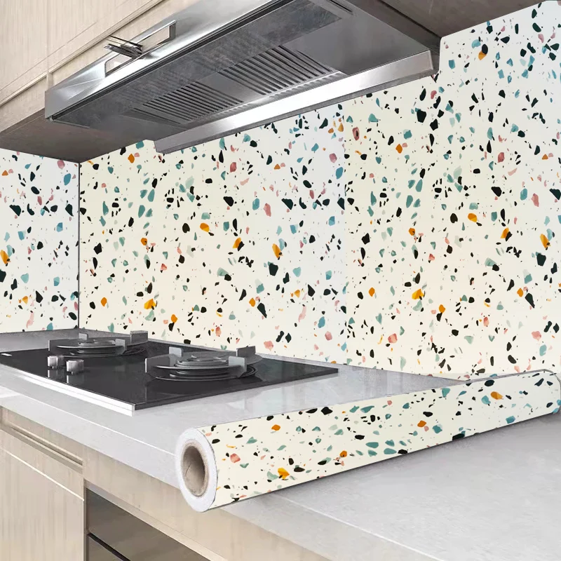 Geometric Pattern Marble Foil Decor Paper Kitchen Oil Proof Wall Countertop Sticker Vinyl Self Adhesive Waterproof Wallpaper