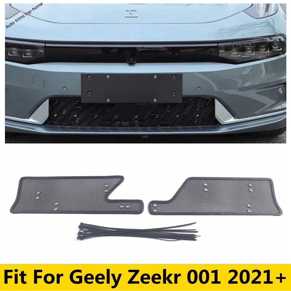 Stainless Steel Fit For Geely Zeekr 001 2021 - 2023 Black Trim Car Front Grille Anti-insect Net And Dust-proof Net Decor Cover