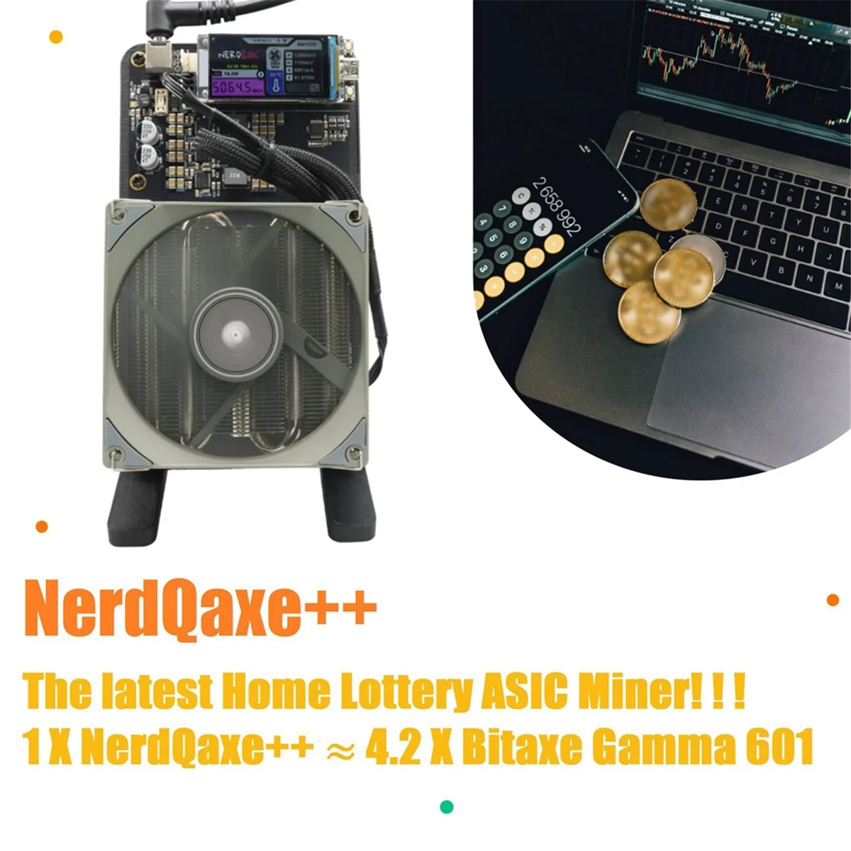 حار AC18 NerdQaxe ++ BTC سولو مينر 4.8T-5TH/S 4XBM1370 ASIC رقاقة 80 واط مفتوحة المصدر بيتكوين التشفير مينر التعدين الصامت الاتحاد الأوروبي التوصيل