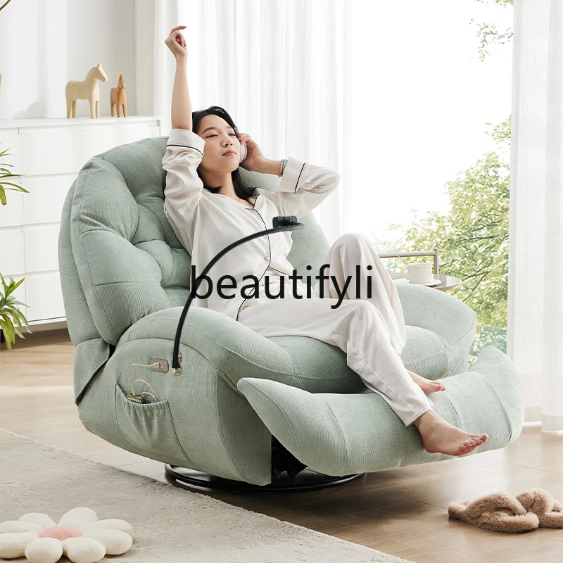 Multifunctional electric single sofa, leather massage chair, lazy, recliner, first-class space capsule sofa