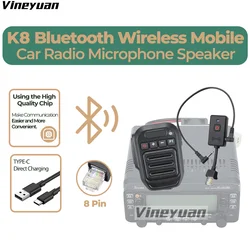 K8 Bluetooth Wireless Mobile Car Radio Microphone Speaker for Kenwood TK-7160 TK-8100 Baofeng TYT QYT HYT Icom 2720 Yaesu 7900