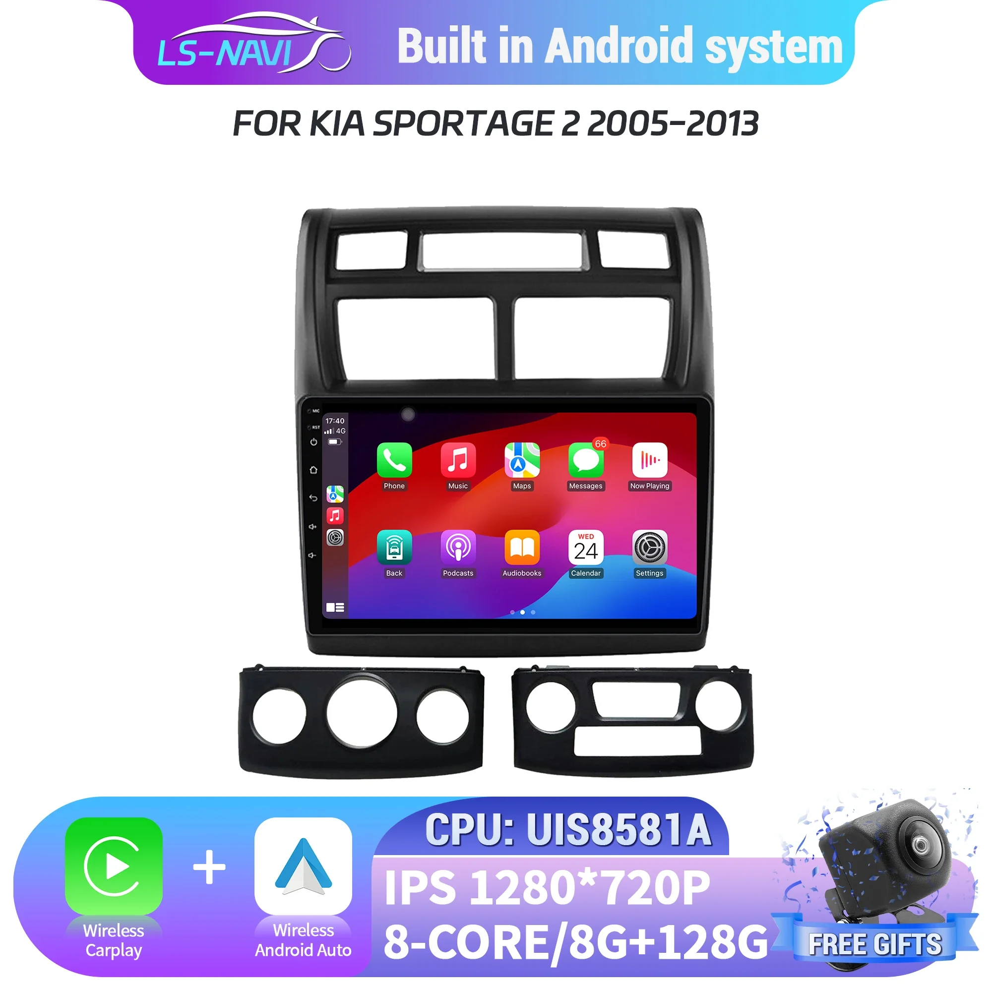 

Android 14 For Kia Sportage 2 2005-2013 Wireless Bluetooth Carplay GPS Multimedia Android Auto Car Radio Head Unit Touch Screen