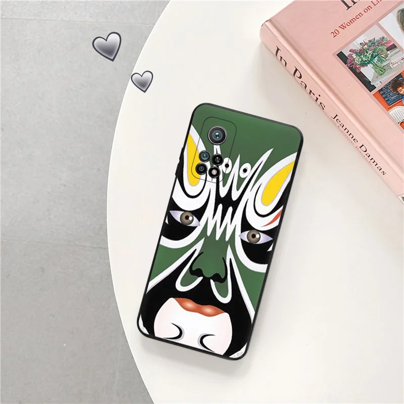 Black Matte Phone Case for Redmi Note12 Note13 4G 5G Xiaomi 13 12Pro 12C 12X 12T 13C 12S Lite Beijin Opera Face Cute Soft Cover