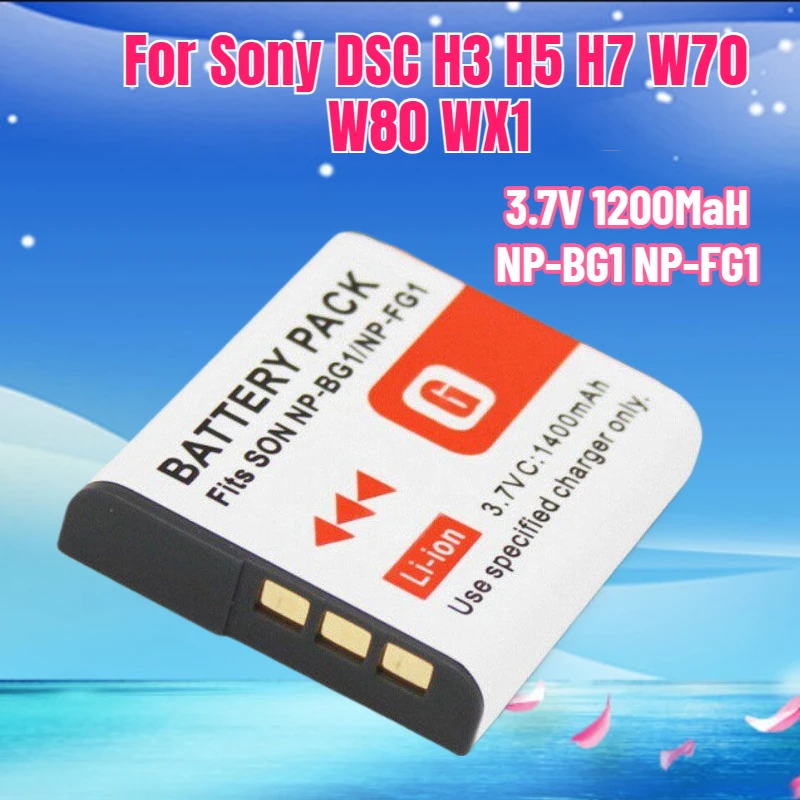 

Аккумуляторная литий-ионная батарея 3.7V 1200mAh NP-BG1 NP-FG1 для цифровых камер Sony DSC-W150 W170 W200 W210 W290 W300