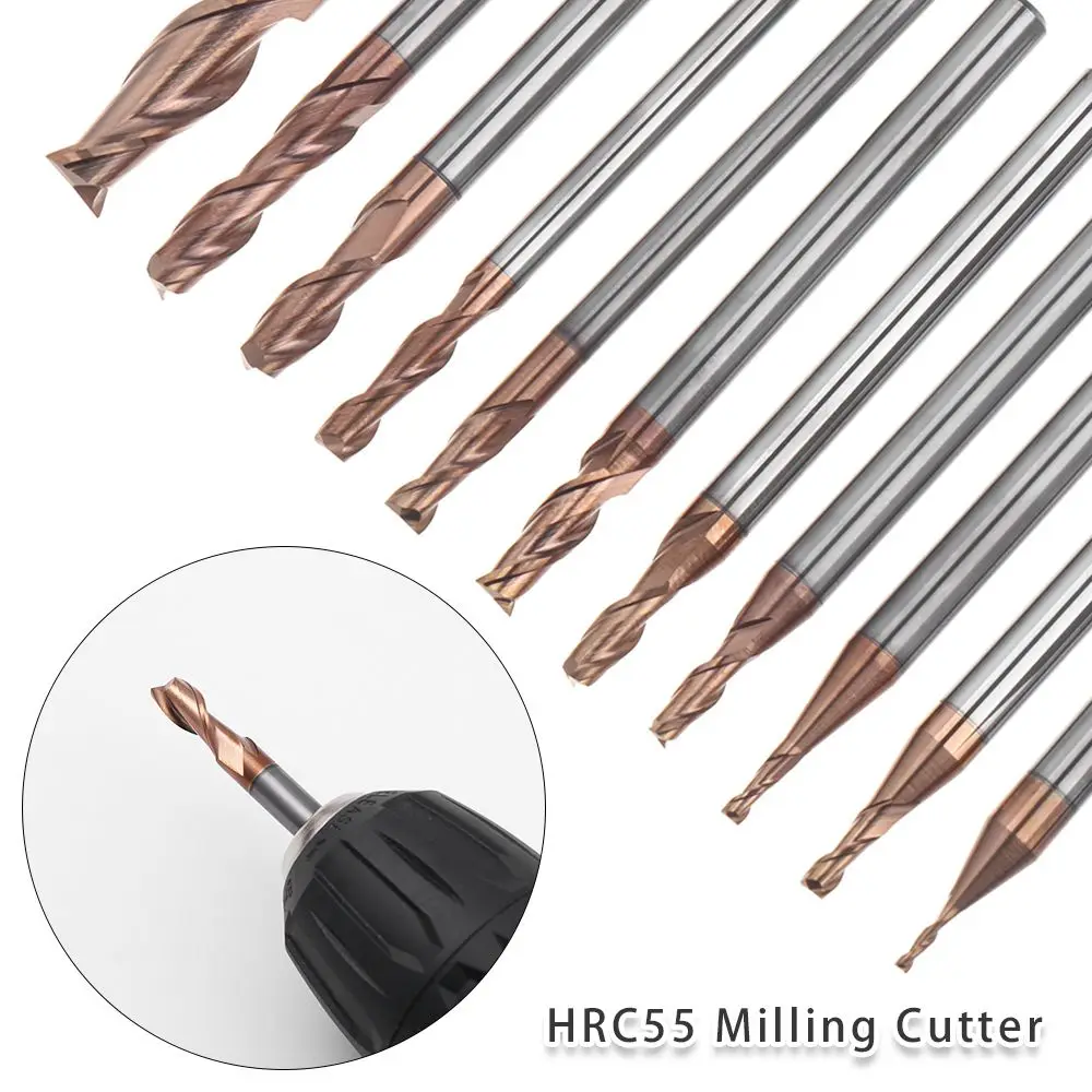 

50/75mm Length HRC55 Endmill Cutting 2 Flute Mill Alloy Carbide Tungsten Steel Milling Cutter End Mill Metal Cutter Machine Tool