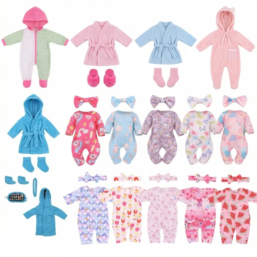 Doll Clothes Long One Piece Pajamas + hair band For 18Inch American Doll&43Cm Baby  Doll Accessories Nenuco Sleeping Blanket