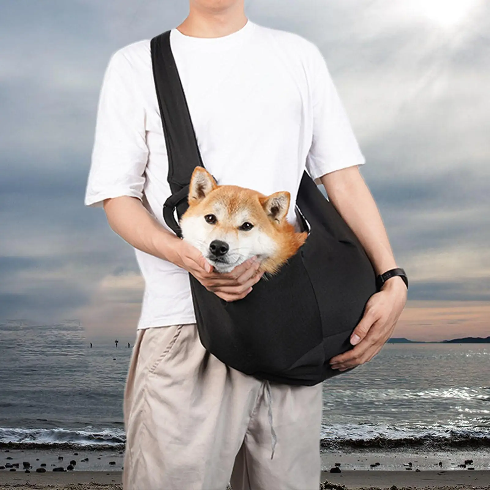 Small Dogs Cats Carrier Reversible Small Dog Sling Bag Hand-Free Safe Small Sling Carrier Puppy Sling Bag With Adjustable Strap