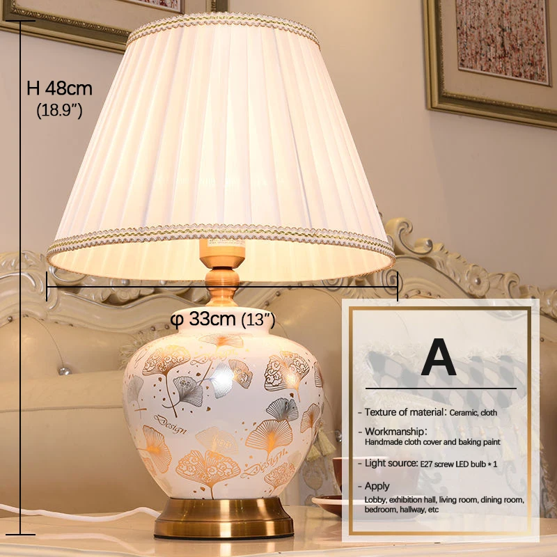 BERTH Modern Ceramics Table Lamp LED Creative White Dimming Desk Lights Decor for Home Living Room Bedroom Bedside