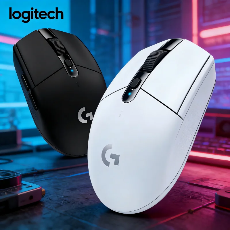 

Logitech G304 skin friendly dual-mode mechanical wireless mouse with low game latency, black mouse and white mouse