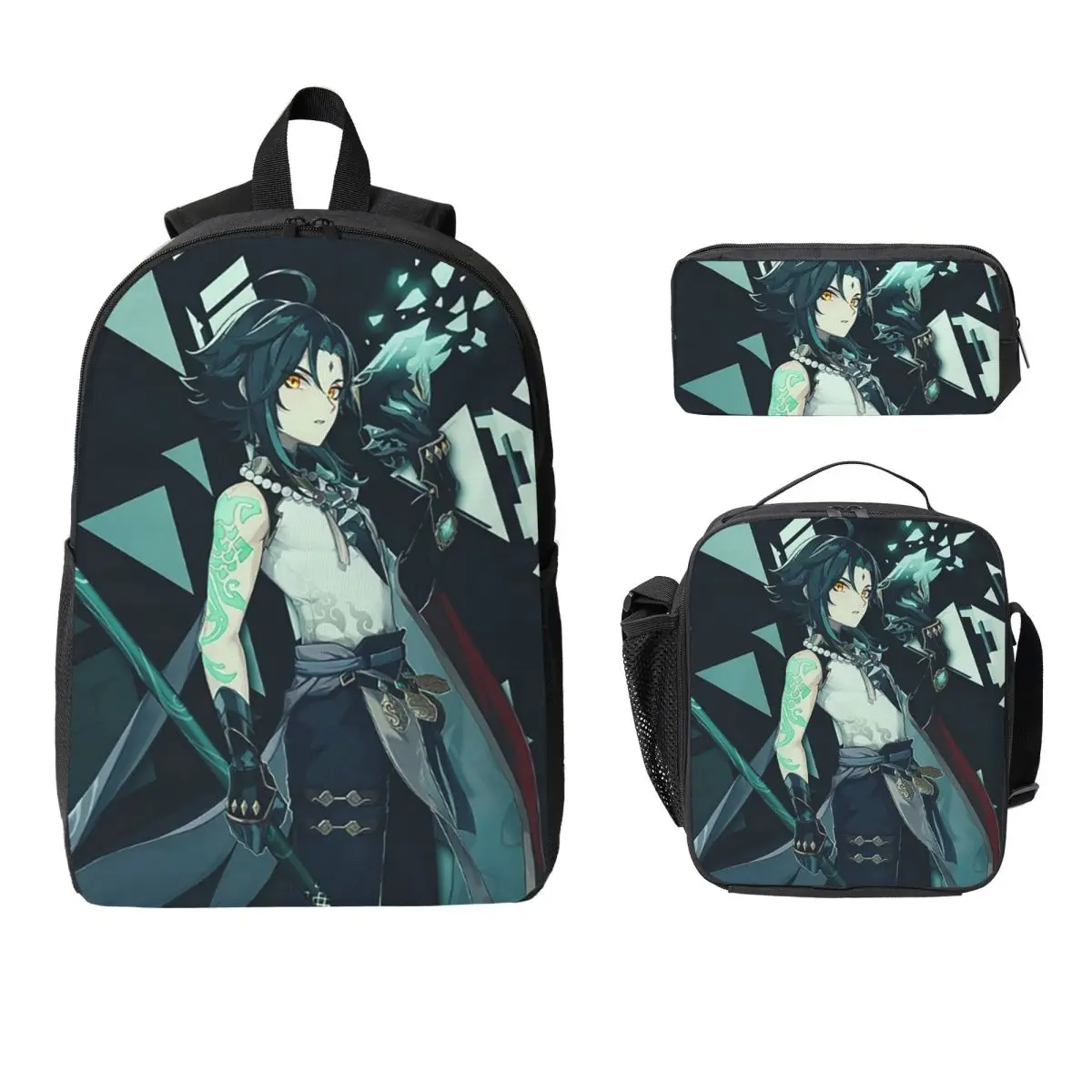 

Genshin Impact Xiao 9 Backpack Student Boys Girls BookBag School Bag Laptop Shoulder Bags 3ps Insulated Lunch Bag Pencil Case