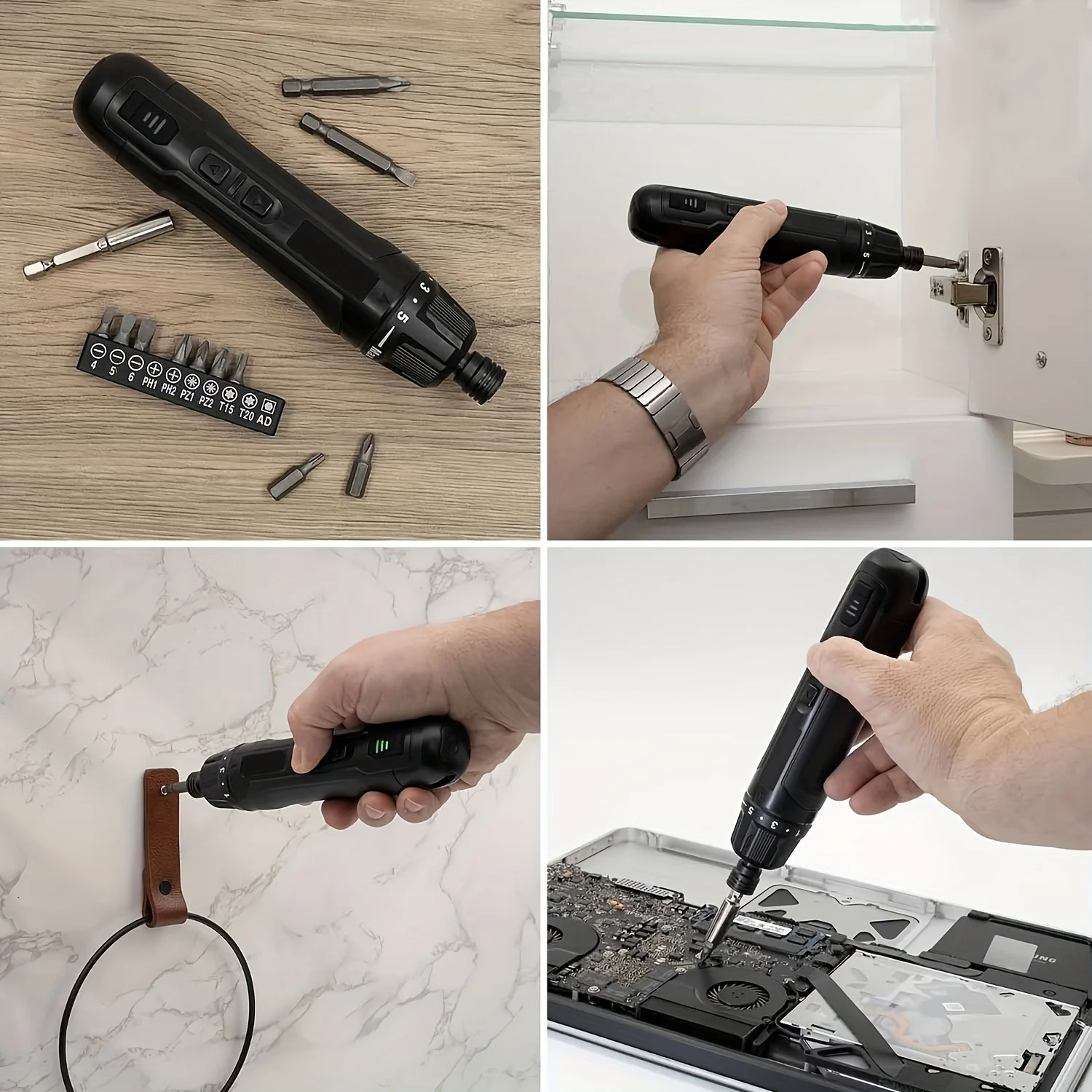 Electric Screwdriver 350 RPM 3.6V, 5 Torque 5N.m 2000mAh Cordless Screwdriver Set TYPE-C Charging Cable Manual Electric