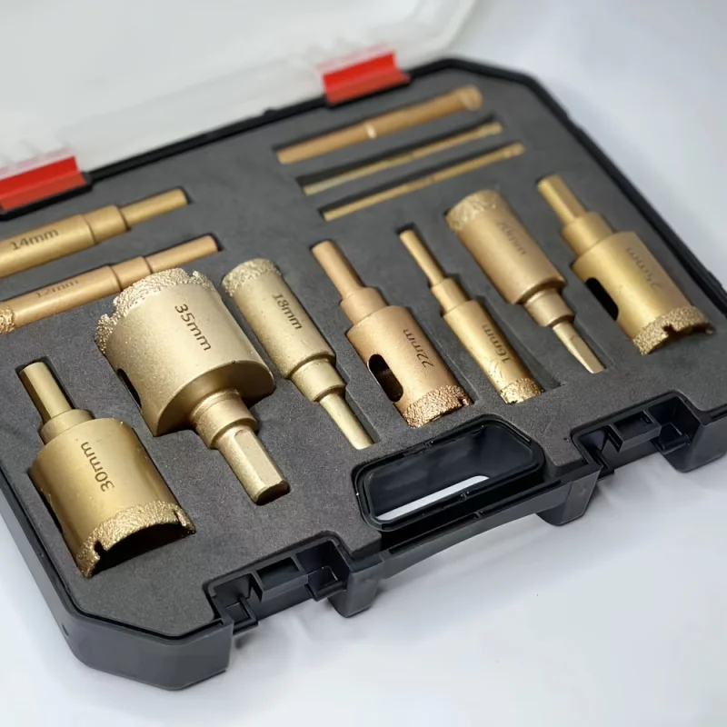 12pc Diamond Drill Bit Set for Glass/Tile/Marble - 6-35mm Hole Saw Kit w/ Hand Tools for Granite, Stone & Ceramic