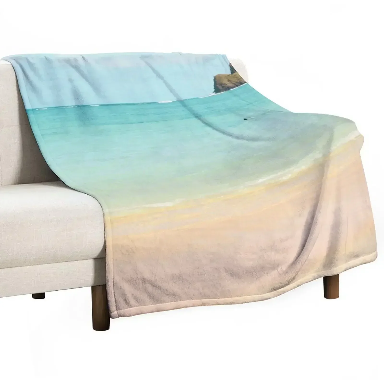 

Lanikai Hawaiian Ocean Beach Views Throw Blanket Hairys Bed linens Blankets