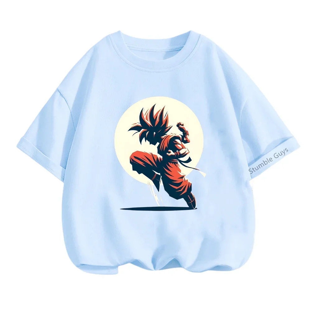 3-14 Years Teen Clothes Dragon-ball Tshirt Kids Cartoon Casual Summer  Boys Goku Short-sleeved Girls T-shirt Girls Clothing