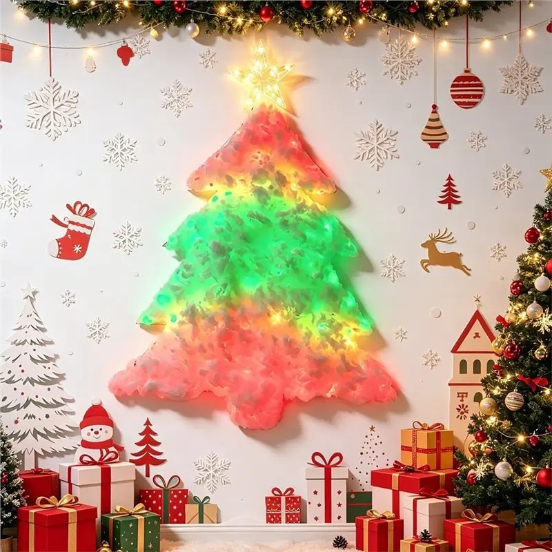 DIY Christmas Tree Cloud Light Kit 3D Cotton Color Changing LED Tree With Star Topper, USB Powered Holiday Decor